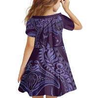 Hawaiian Manta Ray and Polynesian Tribal Tattoo Family Matching Tank Maxi Dress and Hawaiian Shirt Purple Color LT03