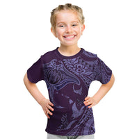 Hawaiian Manta Ray and Polynesian Tribal Tattoo Kid T Shirt Purple Color LT03 Purple - Polynesian Pride