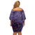 Hawaiian Manta Ray and Polynesian Tribal Tattoo Off Shoulder Short Dress Purple Color LT03