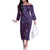 Hawaiian Manta Ray and Polynesian Tribal Tattoo Off The Shoulder Long Sleeve Dress Purple Color LT03