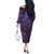 Hawaiian Manta Ray and Polynesian Tribal Tattoo Off The Shoulder Long Sleeve Dress Purple Color LT03