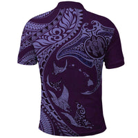 Hawaiian Manta Ray and Polynesian Tribal Tattoo Polo Shirt Purple Color LT03