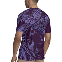 Hawaiian Manta Ray and Polynesian Tribal Tattoo Rugby Jersey Purple Color LT03