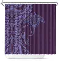 Hawaiian Manta Ray and Polynesian Tribal Tattoo Shower Curtain Purple Color LT03 Purple - Polynesian Pride