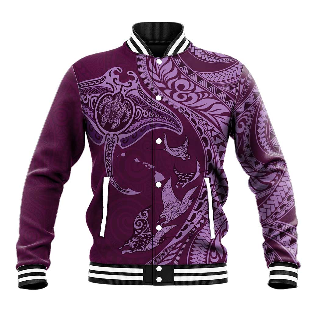 Hawaiian Manta Ray and Polynesian Tribal Tattoo Baseball Jacket Pink Color LT03 Unisex Pink - Polynesian Pride