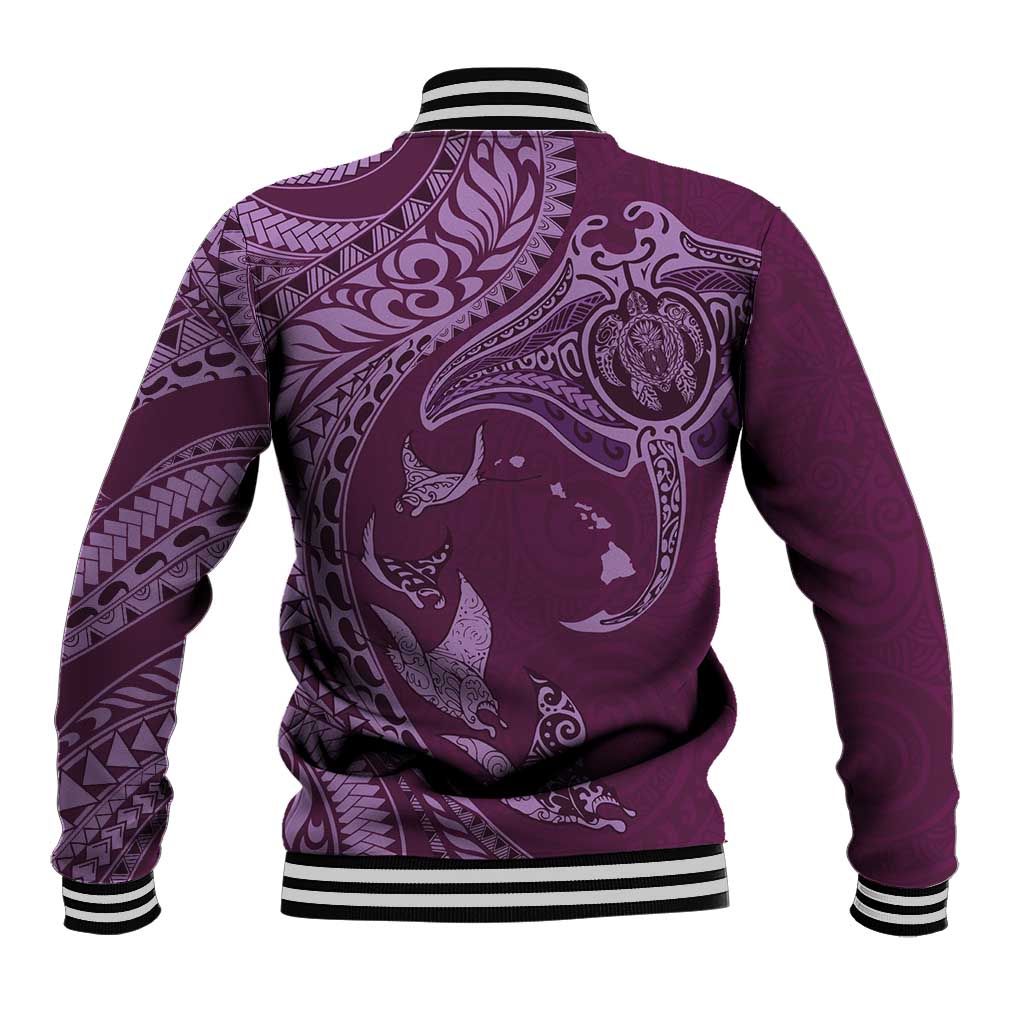 Hawaiian Manta Ray and Polynesian Tribal Tattoo Baseball Jacket Pink Color LT03 - Polynesian Pride