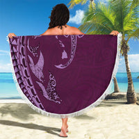 Hawaiian Manta Ray and Polynesian Tribal Tattoo Beach Blanket Pink Color LT03
