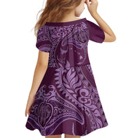 Hawaiian Manta Ray and Polynesian Tribal Tattoo Family Matching Off Shoulder Short Dress and Hawaiian Shirt Pink Color LT03