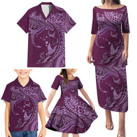 Hawaiian Manta Ray and Polynesian Tribal Tattoo Family Matching Puletasi and Hawaiian Shirt Pink Color LT03 - Polynesian Pride