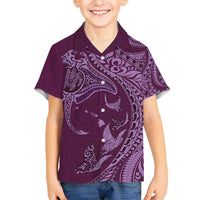 Hawaiian Manta Ray and Polynesian Tribal Tattoo Kid Hawaiian Shirt Pink Color LT03 Kid Pink - Polynesian Pride