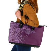 Hawaiian Manta Ray and Polynesian Tribal Tattoo Leather Tote Bag Pink Color LT03