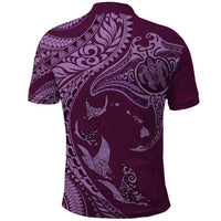Hawaiian Manta Ray and Polynesian Tribal Tattoo Polo Shirt Pink Color LT03
