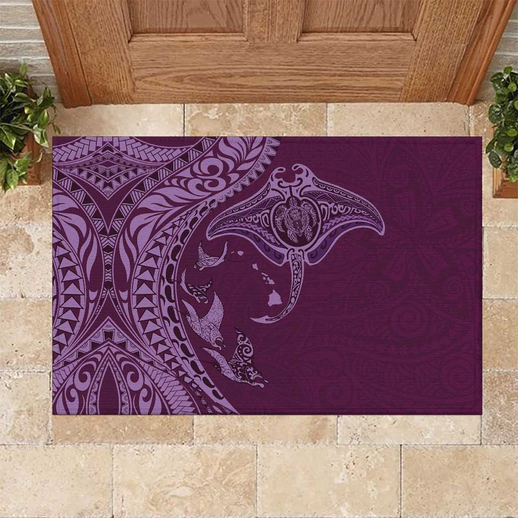 Hawaiian Manta Ray and Polynesian Tribal Tattoo Rubber Doormat Pink Color LT03 Pink - Polynesian Pride
