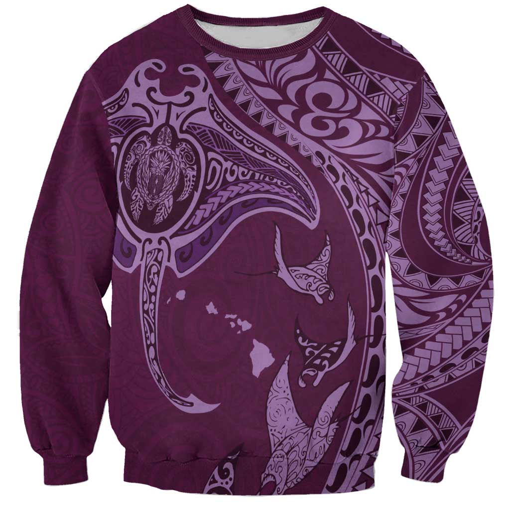 Hawaiian Manta Ray and Polynesian Tribal Tattoo Sweatshirt Pink Color LT03 Unisex Pink - Polynesian Pride