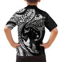 Hawaiian Manta Ray and Polynesian Tribal Tattoo Kid Hawaiian Shirt Black Color LT03 - Polynesian Pride