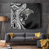 Hawaiian Manta Ray and Polynesian Tribal Tattoo Tapestry Black Color LT03 - Polynesian Pride