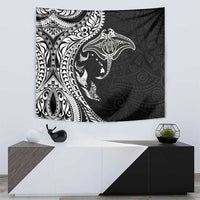 Hawaiian Manta Ray and Polynesian Tribal Tattoo Tapestry Black Color LT03 - Polynesian Pride
