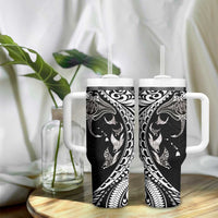 Hawaiian Manta Ray and Polynesian Tribal Tattoo Tumbler With Handle Black Color