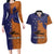 Papua New Guinea New Ireland Province Couples Matching Long Sleeve Bodycon Dress and Hawaiian Shirt PNG Birds Of Paradise Polynesian Arty Style LT03 Orange - Polynesian Pride