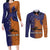 Papua New Guinea New Ireland Province Couples Matching Long Sleeve Bodycon Dress and Long Sleeve Button Shirts PNG Birds Of Paradise Polynesian Arty Style LT03 Orange - Polynesian Pride