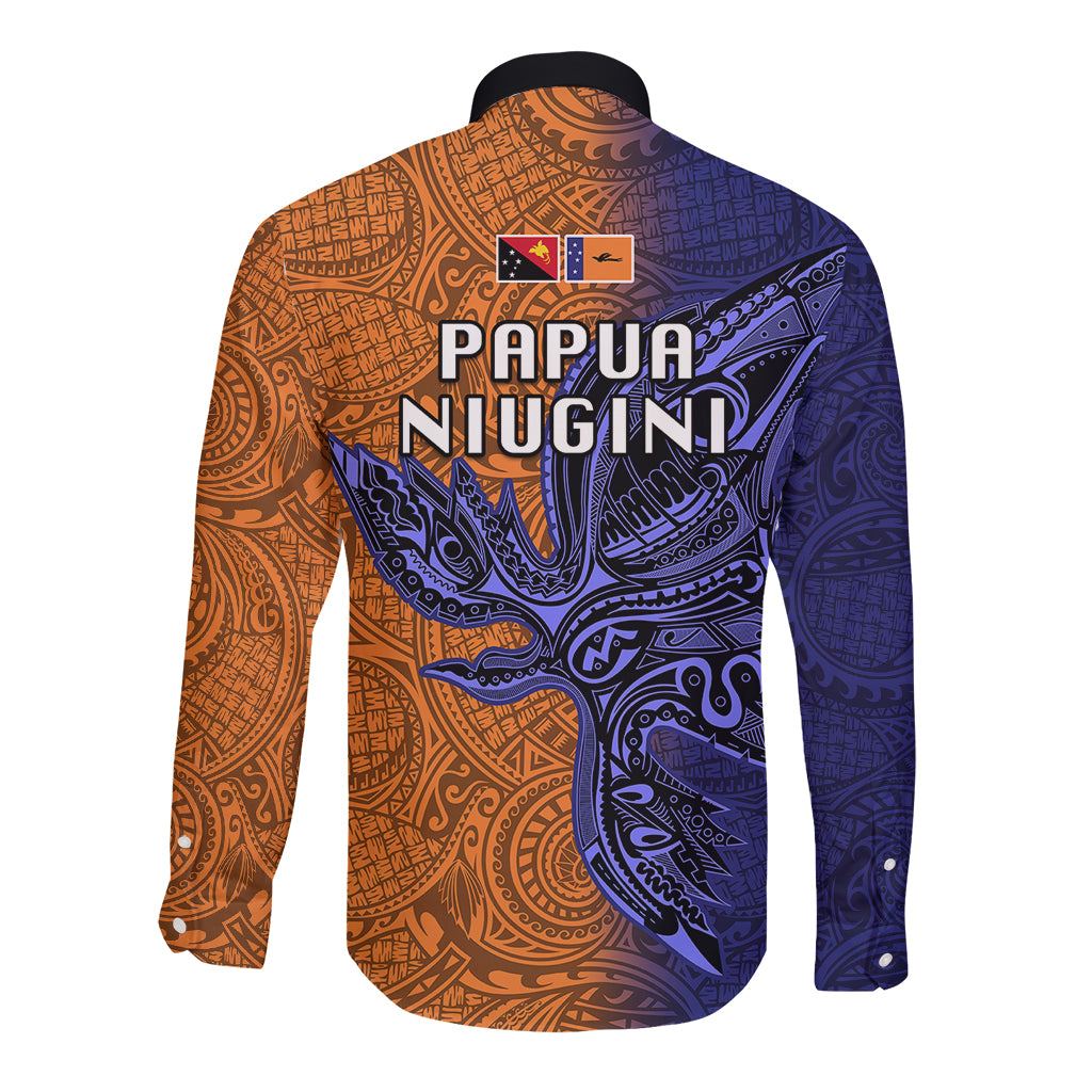 Papua New Guinea New Ireland Province Long Sleeve Button Shirt PNG Birds Of Paradise Polynesian Arty Style LT03 - Polynesian Pride