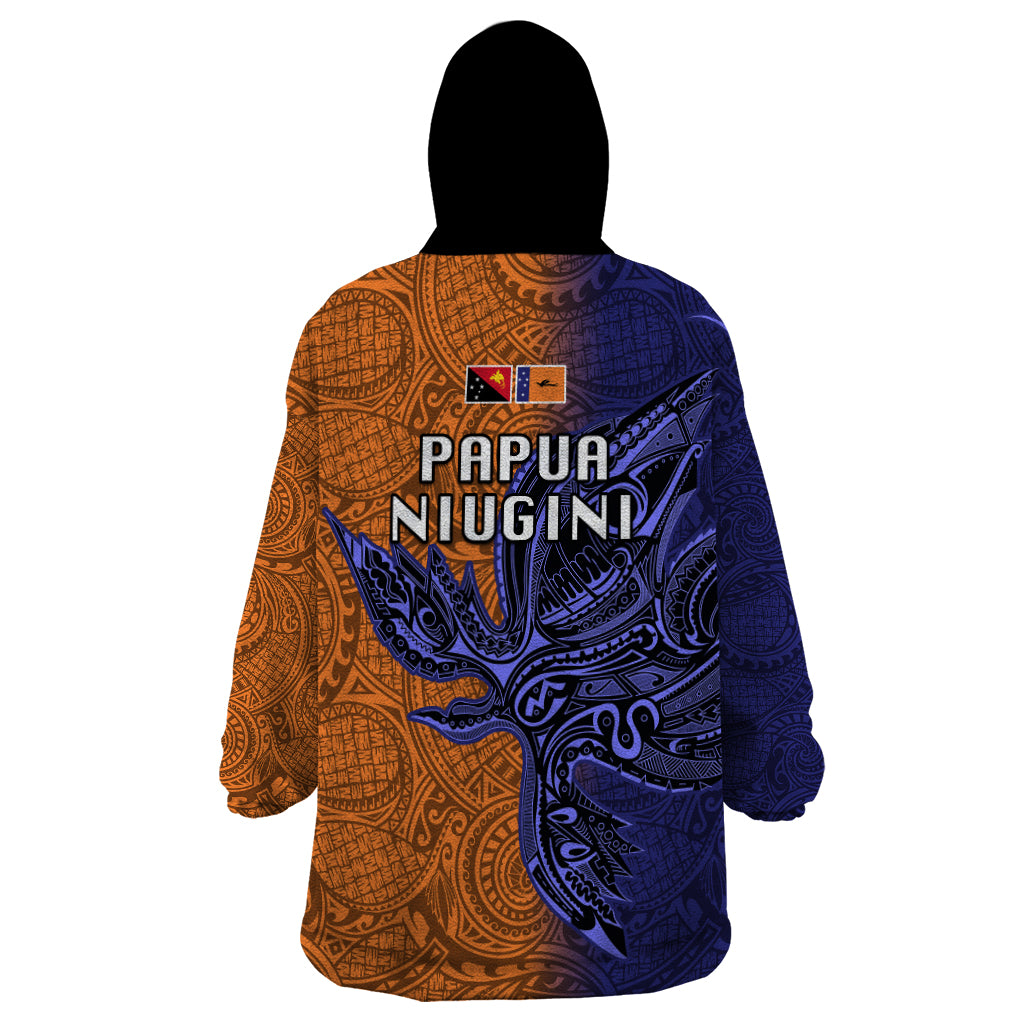 Papua New Guinea New Ireland Province Wearable Blanket Hoodie PNG Birds Of Paradise Polynesian Arty Style LT03 - Polynesian Pride