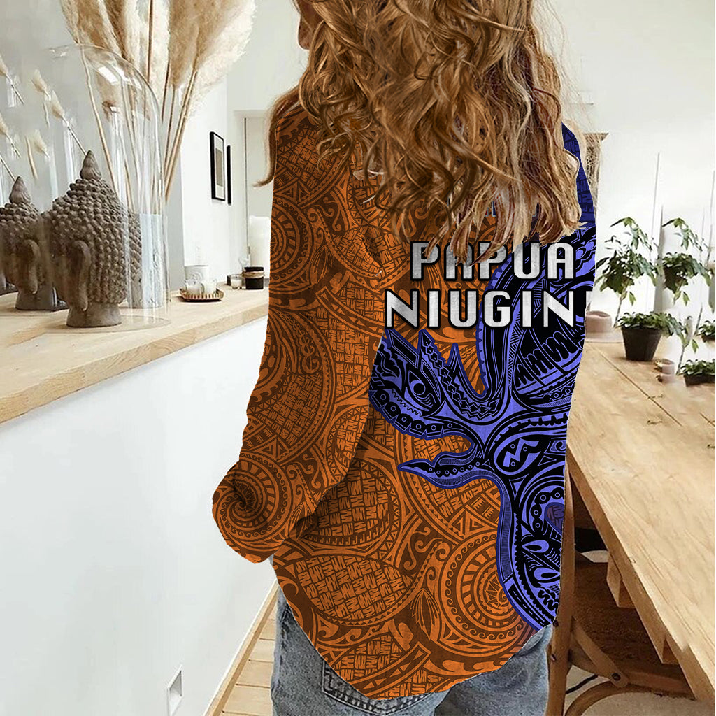 Papua New Guinea New Ireland Province Women Casual Shirt PNG Birds Of Paradise Polynesian Arty Style LT03 - Polynesian Pride