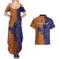 Custom Papua New Guinea New Ireland Province Couples Matching Summer Maxi Dress and Hawaiian Shirt PNG Birds Of Paradise Polynesian Arty Style LT03 - Polynesian Pride