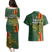 Papua New Guinea Oro Province Couples Matching Puletasi Dress and Hawaiian Shirt PNG Birds Of Paradise Polynesian Arty Style LT03 - Polynesian Pride