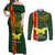 Custom Papua New Guinea Oro Province Couples Matching Off Shoulder Maxi Dress and Long Sleeve Button Shirts PNG Birds Of Paradise Polynesian Arty Style LT03 Green - Polynesian Pride