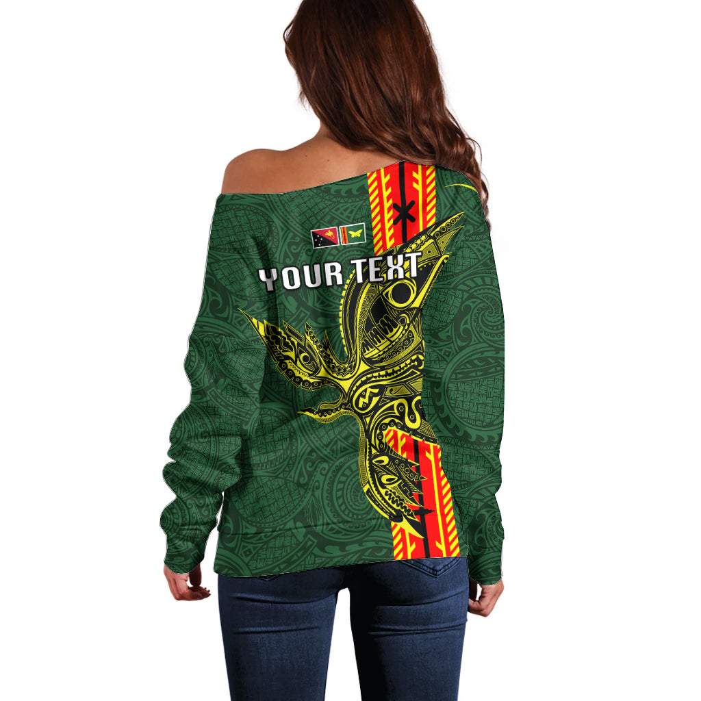 Custom Papua New Guinea Oro Province Off Shoulder Sweater PNG Birds Of Paradise Polynesian Arty Style LT03 - Polynesian Pride