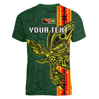 Custom Papua New Guinea Oro Province Women V Neck T Shirt PNG Birds Of Paradise Polynesian Arty Style LT03 - Polynesian Pride