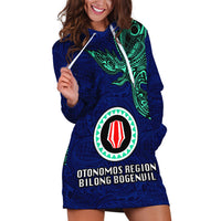 Papua New Guinea Bougainville Hoodie Dress PNG Birds Of Paradise Polynesian Arty Style LT03 Blue - Polynesian Pride