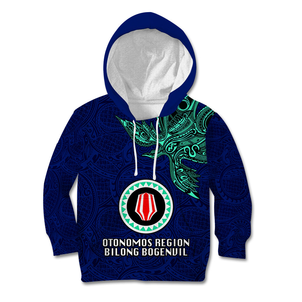Papua New Guinea Bougainville Kid Hoodie PNG Birds Of Paradise Polynesian Arty Style LT03 Hoodie Blue - Polynesian Pride