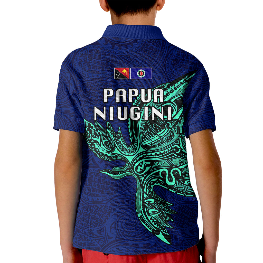 Papua New Guinea Bougainville Kid Polo Shirt PNG Birds Of Paradise Polynesian Arty Style LT03 - Polynesian Pride