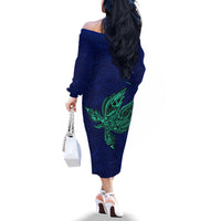Custom Papua New Guinea Bougainville Off The Shoulder Long Sleeve Dress PNG Birds Of Paradise Polynesian Arty Style LT03 - Polynesian Pride