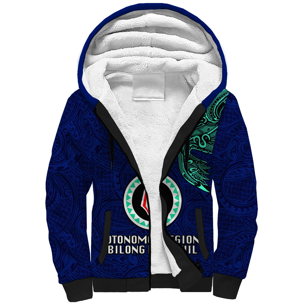 Custom Papua New Guinea Bougainville Sherpa Hoodie PNG Birds Of Paradise Polynesian Arty Style LT03 Unisex Blue - Polynesian Pride