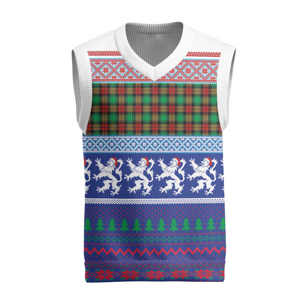 Scottish Christmas Knitted V-Neck Vest Xmas Royal Lions and Tartan - Polynesian Pride