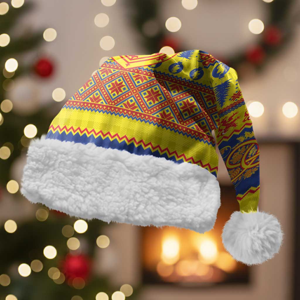 Scottish Christmas Santa Hat Scotland Thistle and Celtic Knot Yellow-Red Color - Polynesian Pride