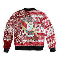 Hawaii Mele Kalikimaka Bomber Jacket Santa Claus Surfing with Hawaiian Pattern Striped Red Style LT03 - Polynesian Pride