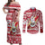 Custom Hawaii Mele Kalikimaka Couples Matching Off Shoulder Maxi Dress and Long Sleeve Button Shirt Santa Claus Surfing with Hawaiian Pattern Striped Red Style LT03 Red - Polynesian Pride