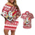 Custom Hawaii Mele Kalikimaka Couples Matching Off Shoulder Short Dress and Hawaiian Shirt Santa Claus Surfing with Hawaiian Pattern Striped Red Style LT03 Red - Polynesian Pride