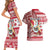 Custom Hawaii Mele Kalikimaka Couples Matching Short Sleeve Bodycon Dress and Hawaiian Shirt Santa Claus Surfing with Hawaiian Pattern Striped Red Style LT03 - Polynesian Pride