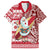 Custom Hawaii Mele Kalikimaka Family Matching Off Shoulder Long Sleeve Dress and Hawaiian Shirt Santa Claus Surfing with Hawaiian Pattern Striped Red Style LT03 Dad's Shirt - Short Sleeve Red - Polynesian Pride