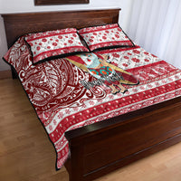 Custom Hawaii Mele Kalikimaka Quilt Bed Set Santa Claus Surfing with Hawaiian Pattern Striped Red Style LT03 - Polynesian Pride