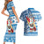 Hawaii Mele Kalikimaka Couples Matching Short Sleeve Bodycon Dress and Hawaiian Shirt Santa Claus Surfing with Hawaiian Pattern Striped Blue Style LT03 - Polynesian Pride