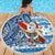 Custom Hawaii Mele Kalikimaka Beach Blanket Santa Claus Surfing with Hawaiian Pattern Striped Blue Style LT03 - Polynesian Pride