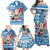 Custom Hawaii Mele Kalikimaka Family Matching Off Shoulder Maxi Dress and Hawaiian Shirt Santa Claus Surfing with Hawaiian Pattern Striped Blue Style LT03 - Polynesian Pride