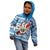 Custom Hawaii Mele Kalikimaka Kid Hoodie Santa Claus Surfing with Hawaiian Pattern Striped Blue Style LT03 - Polynesian Pride