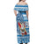 Custom Hawaii Mele Kalikimaka Off Shoulder Maxi Dress Santa Claus Surfing with Hawaiian Pattern Striped Blue Style LT03 - Polynesian Pride